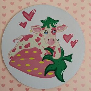 Handmade Strawberry Cow Mouse Pad